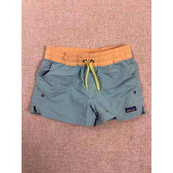Patagonia Other - Patagonia Kids Baggies Shorts Blue Peach Recycled Nylon Size L Large 4017